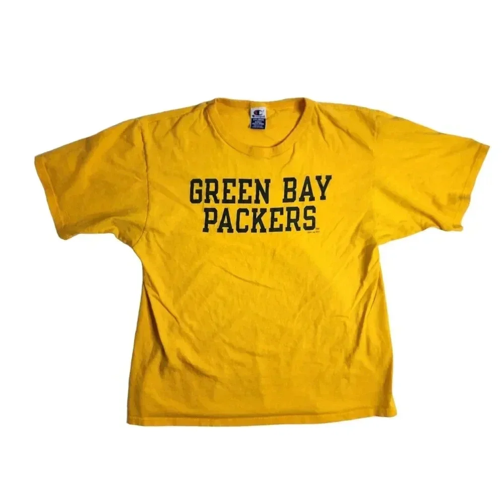 Vintage Champion Green Bay Packers Spell Out Shirt Size XXL 1994 USA Yel… - Picture 1 of 5